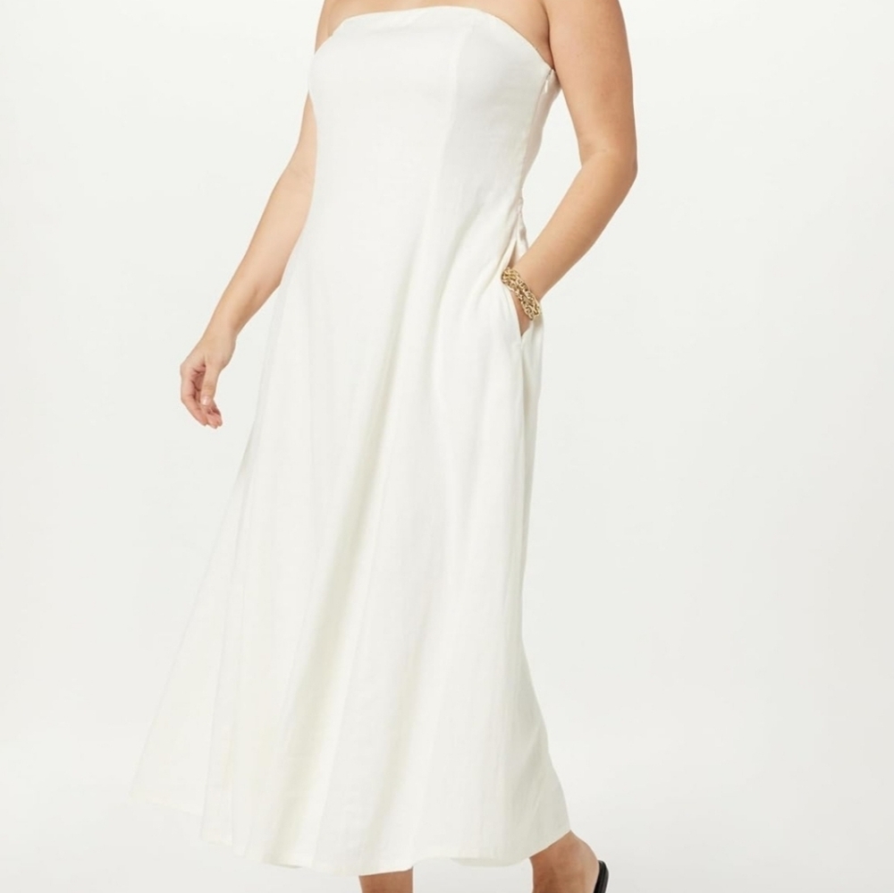 Amazon The Drop | White Strapless Maxi Dress | Size L | NWT - Picture 6 of 16